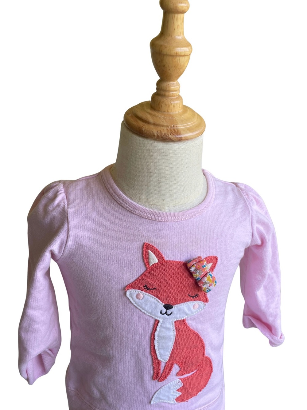 child of mine Pink Long Sleeve Top with Fox Appliqué